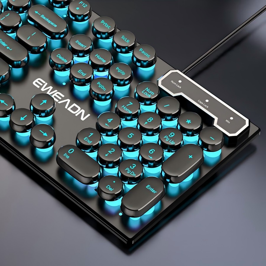 Pc Gaming Keyboards - EWEADN Typewriter Gaming Keyboard, 104 Keys,